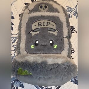 Squishable Tombstone Plush | Spooky Gothic Halloween Decor | Gray Green Accents